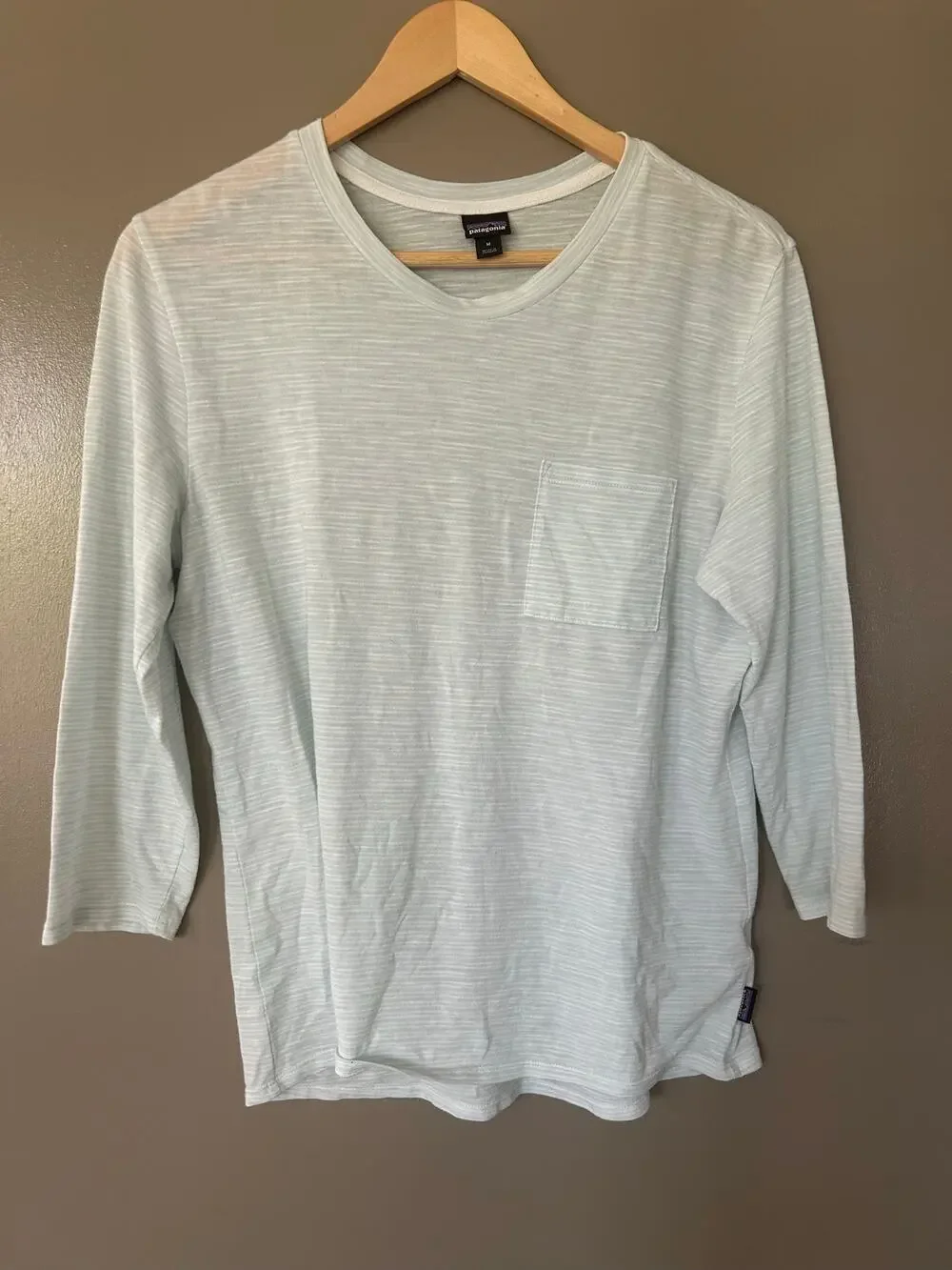 Patagonia Mainstay 3/4 SleeveTop casual granolagirl Striped OrganicCotton Slub M